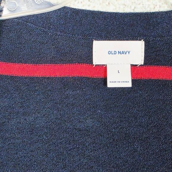 Old Navy Navy Blue & Red Striped Button Cardigan Sweater L - Picture 3 of 8